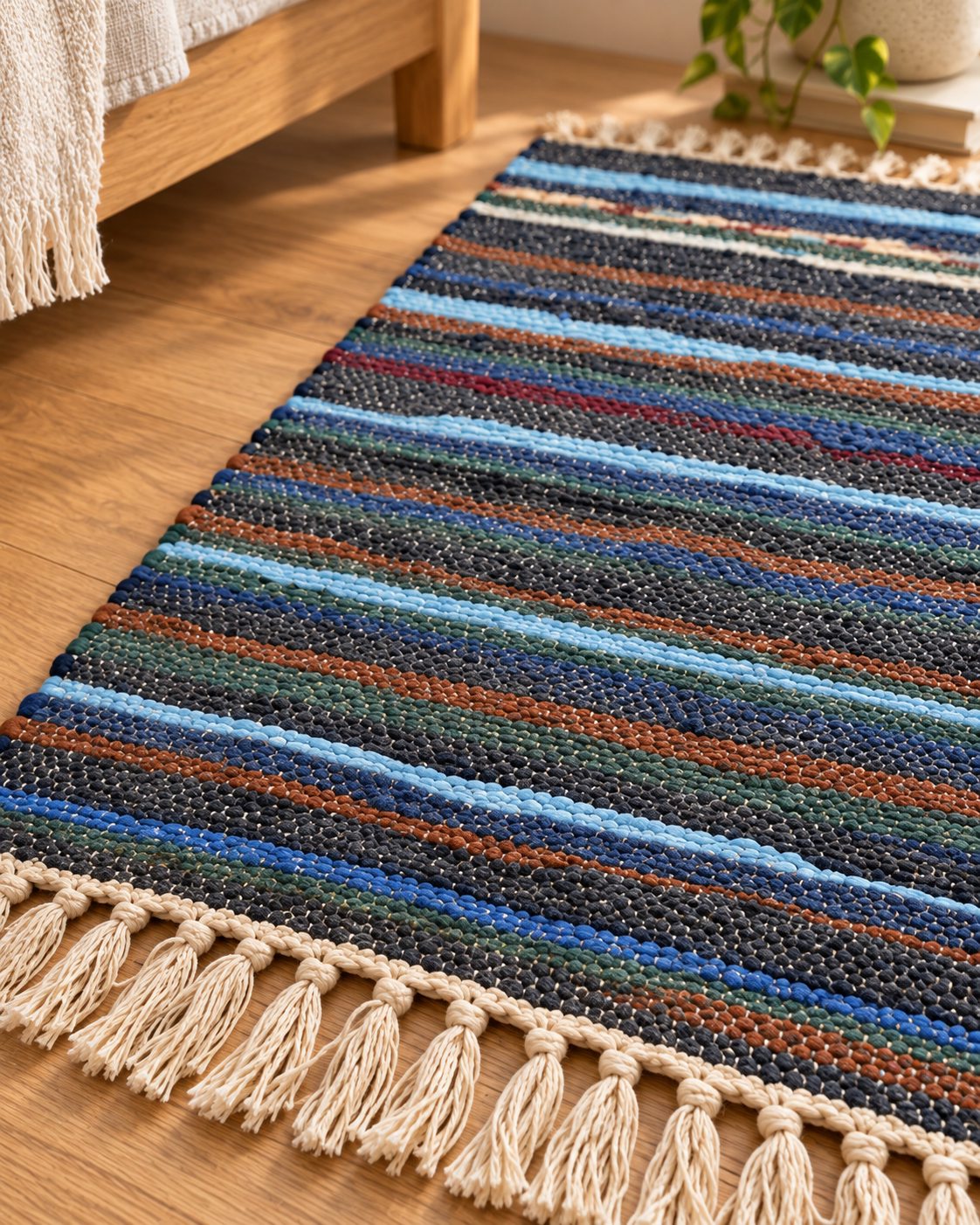 Jute Rectangular Rug – Multicolour – 60 × 90 cm