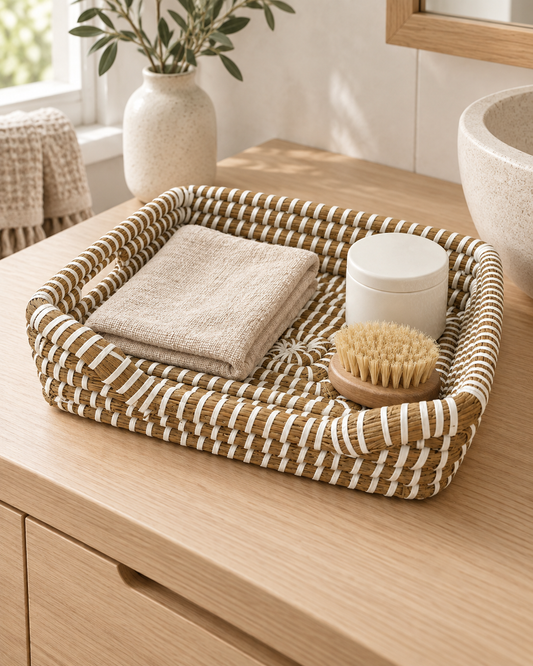Kans Grass Tissue Box Cover – Natural / White