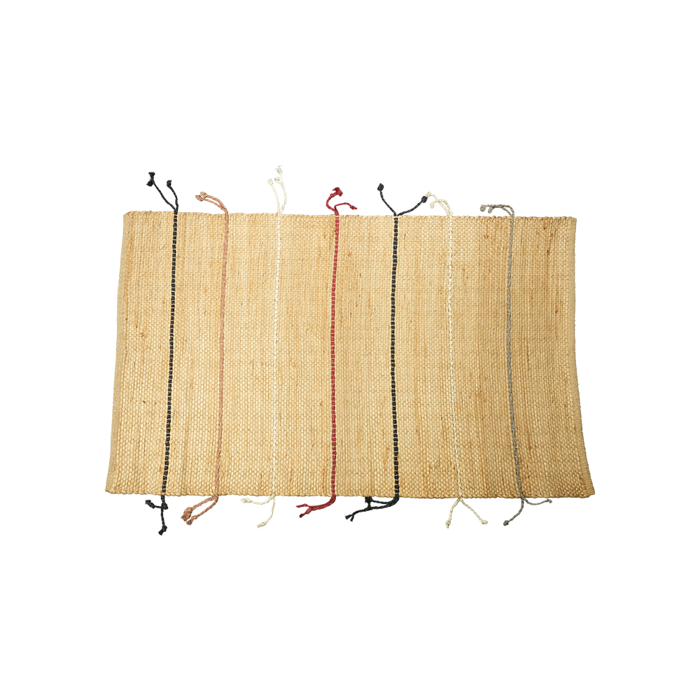 Natural + Black Basket Set Of 02 - Seagrass + Jute - ECOB-404