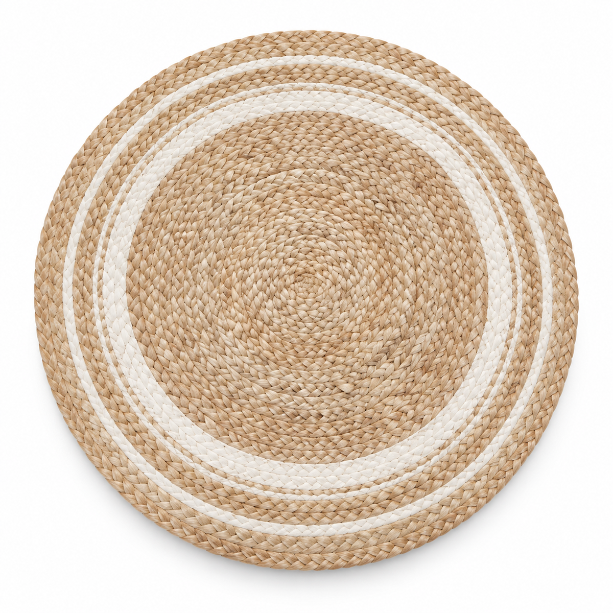 Jute Round Rug – Natural / White – 100 cm