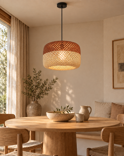 Bamboo Pendant Lampshade with Hanging Kit – Natural – ECOL-3503