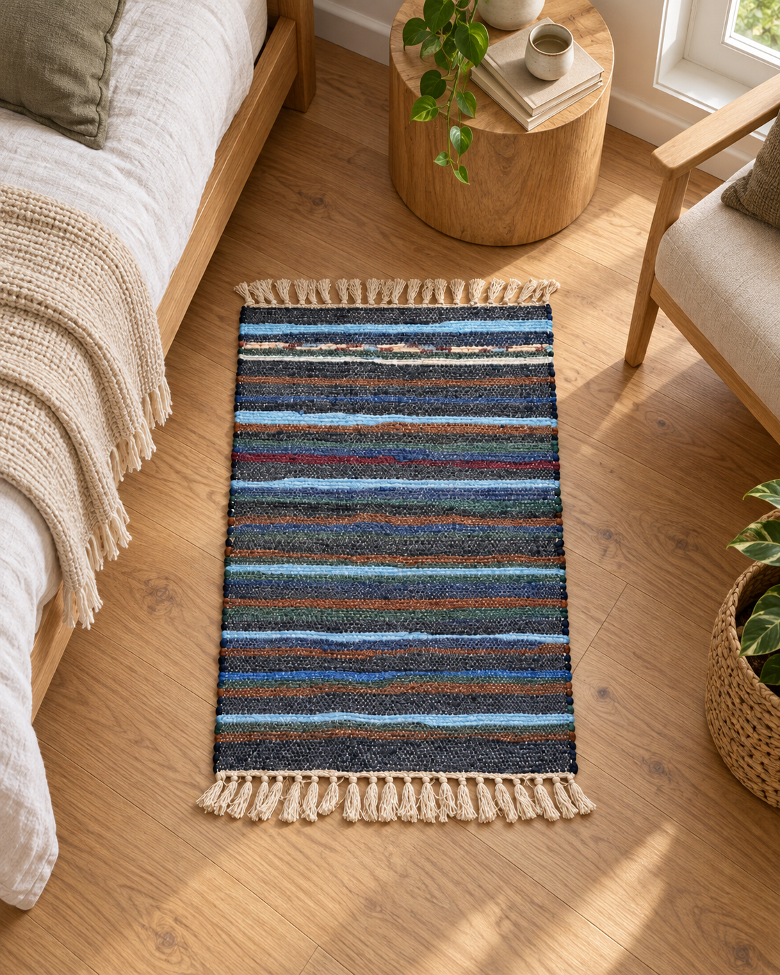 Jute Rectangular Rug – Multicolour – 60 × 90 cm