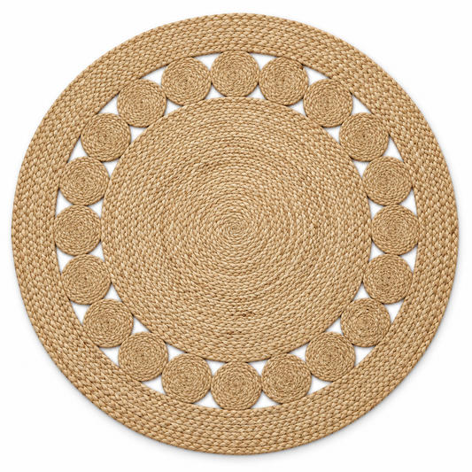 Openwork Braided Jute Round Rug – 100 cm