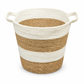 Seagrass & Jute Storage Basket – Natural / White