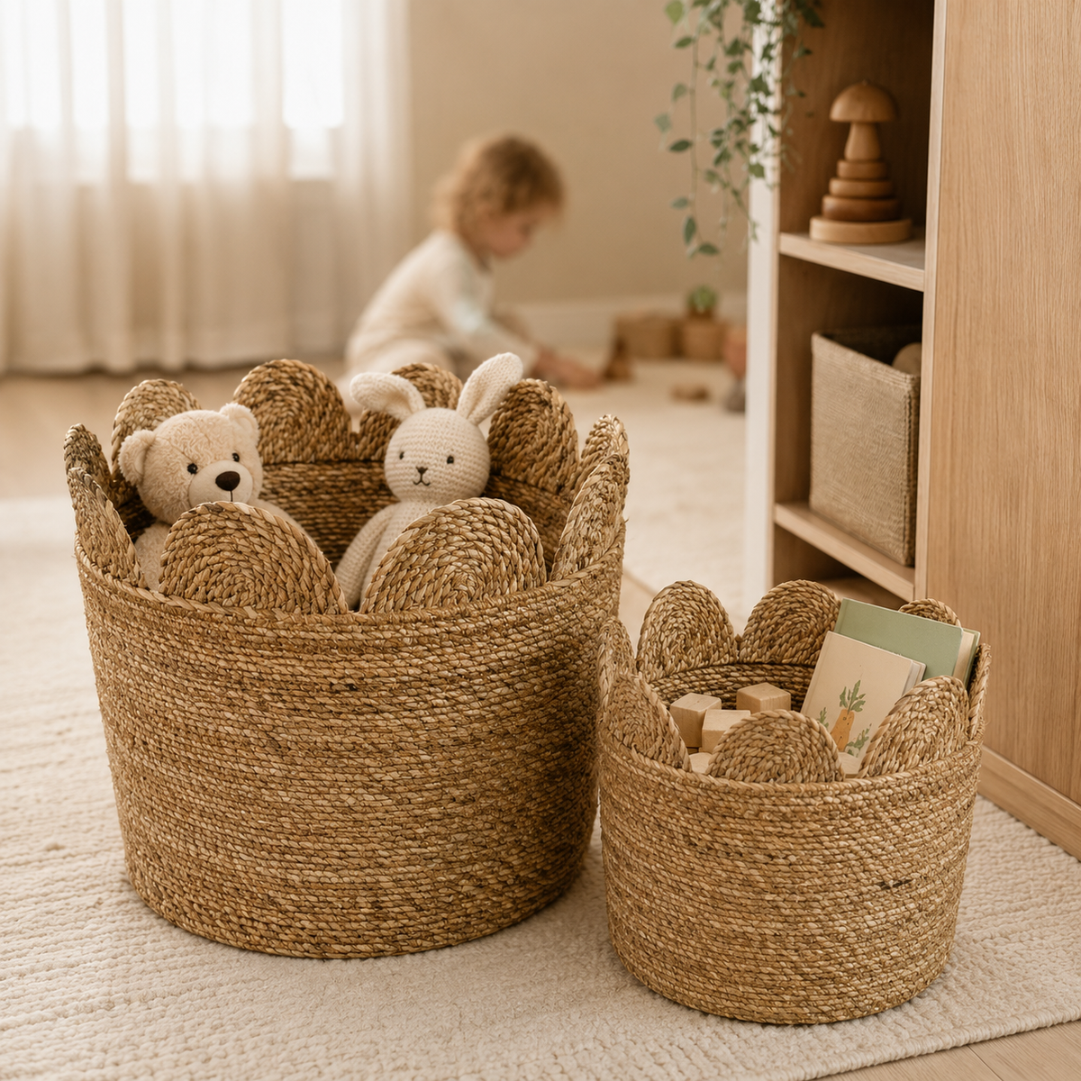 Seagrass Storage Baskets, Set of 2 – Natural in an interior