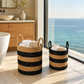Seagrass Storage Baskets, Set of 2 – Natural / Black in an interior