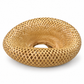 Handwoven bamboo halo lamp shade on white background