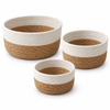 Seagrass & Cotton Organizer Baskets, Set of 3